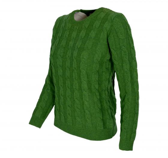 CASHMERE COMPANY Girocollo Treccia Donna In Cashmere e Lana ID204112 124 MADE IN ITALY Colore Verde