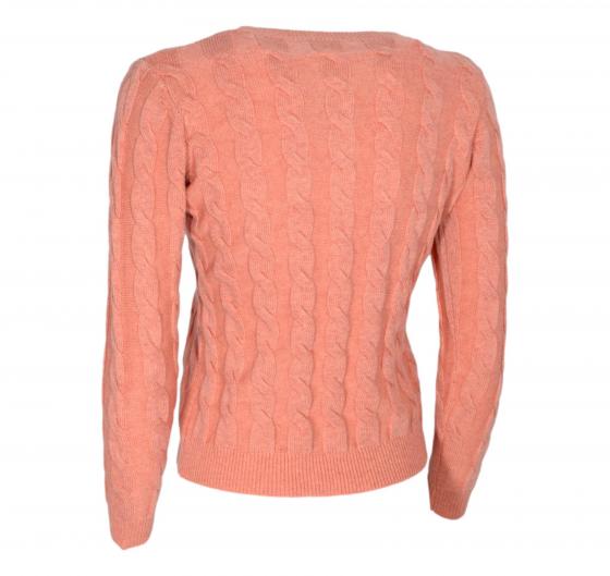 CASHMERE COMPANY Girocollo Treccia Donna ID204112 1221 MADE ITALY Cashmere e Lana Rosa Salmone