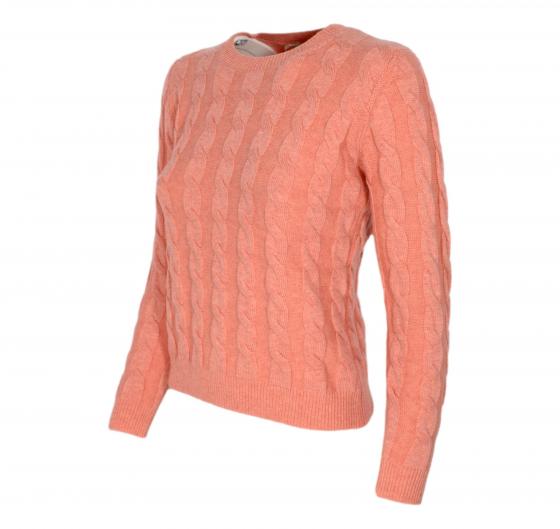 CASHMERE COMPANY Girocollo Treccia Donna ID204112 1221 MADE ITALY Cashmere e Lana Rosa Salmone