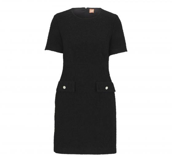BOSS Abito Donna Slim Fit in Tweed con Tasche con Bottoni Docanah 50500816 Nero