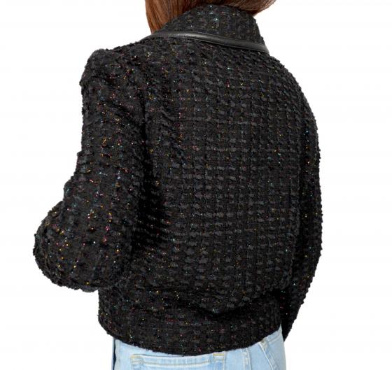 BOSS Giubbotto Donna Modello Chiodo Tessuto Lurex C_JATWIDA 50502115 Colore Nero