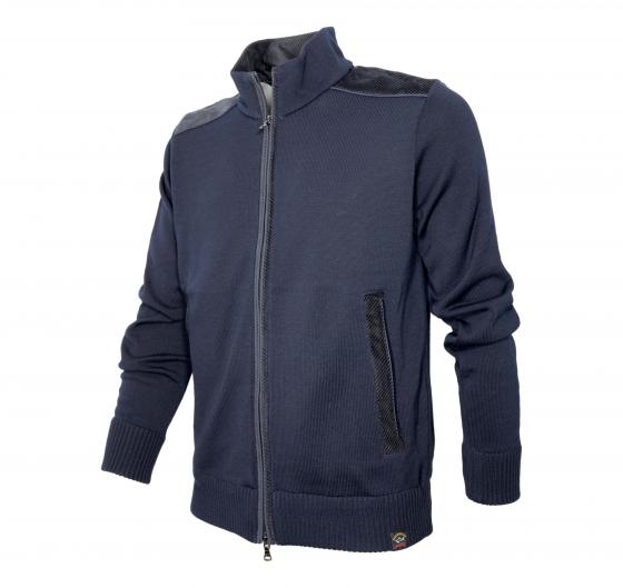 PAUL SHARK Maglione Uomo Cardigan Zip Con Applicazioni in Lana 13311222 Col Blu