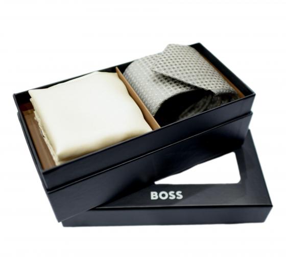 BOSS Set Uomo Con Cravatta E Pochette In Seta Jacquard Con Micromotivo H-SET TIE-PKT SQ-232 - 50492257 Grigio oro