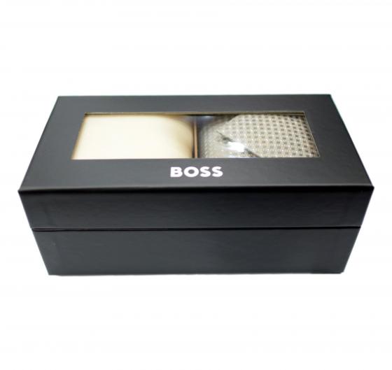 BOSS Set Uomo Con Cravatta E Pochette In Seta Jacquard Con Micromotivo H-SET TIE-PKT SQ-232 - 50492257 Grigio oro
