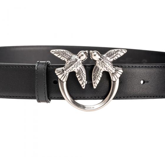 PINKO Cintura Donna Love Berry Simply Belt H3 100125 Z99O Fibbia Argento Colore Nero