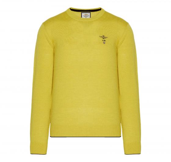 AERONAUTICA MILITARE Maglia Girocollo Uomo Casual E Versatile In Pura Lana MA1388 Colore Giallo