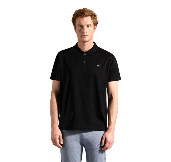 PAUL SHARK Polo Uomo Cotone Organico Pique Con Shark Badge C0P1013 011 Colore Nero
