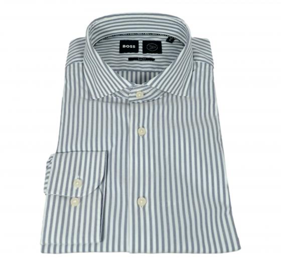 BOSS Camicia Uomo Slim Fit a Righe P-HANK-spread-C1-222 50508787 Colore Bianco e Celeste