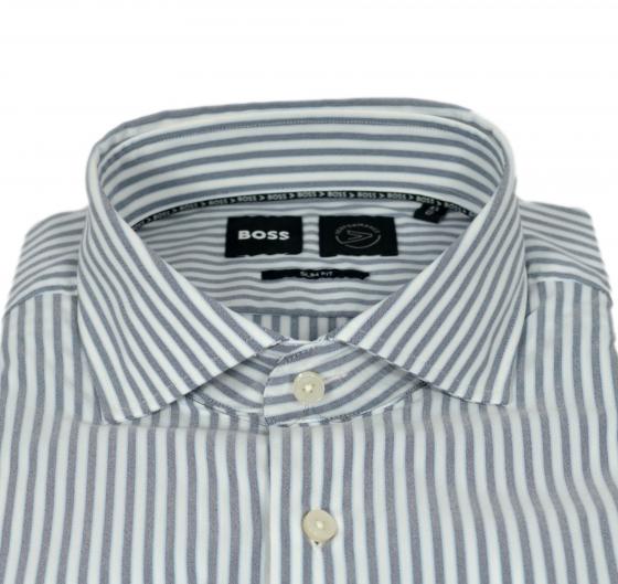 BOSS Camicia Uomo Slim Fit a Righe P-HANK-spread-C1-222 50508787 Colore Bianco e Celeste