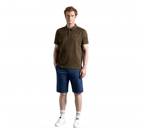 PAUL SHARK Polo Cotone Organico Pique Con Shark Badge C0P1013 132 Colore Verde Oliva
