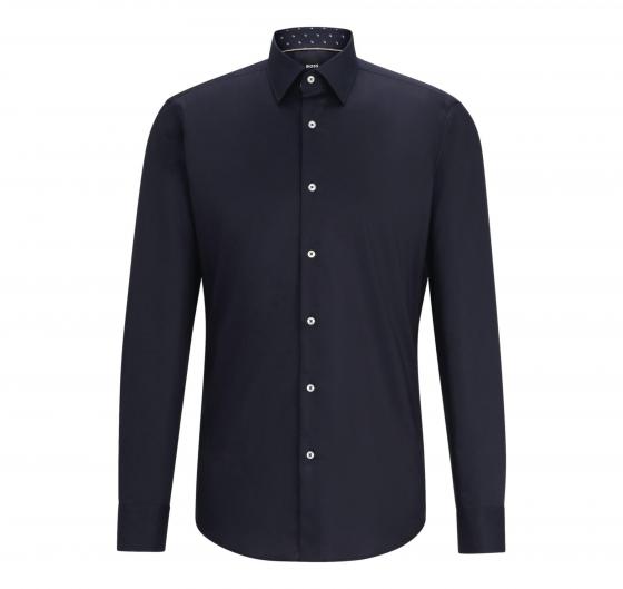 BOSS Camicia Regular Fit In Popeline Di Cotone Facile Stiro Con Dettagli Modello H-JOE-KENT-C3-214 50511358 Blu