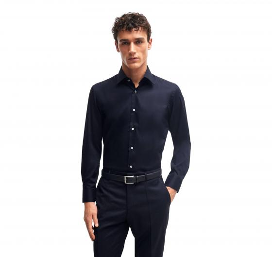 BOSS Camicia Regular Fit In Popeline Di Cotone Facile Stiro Con Dettagli Modello H-JOE-KENT-C3-214 50511358 Blu