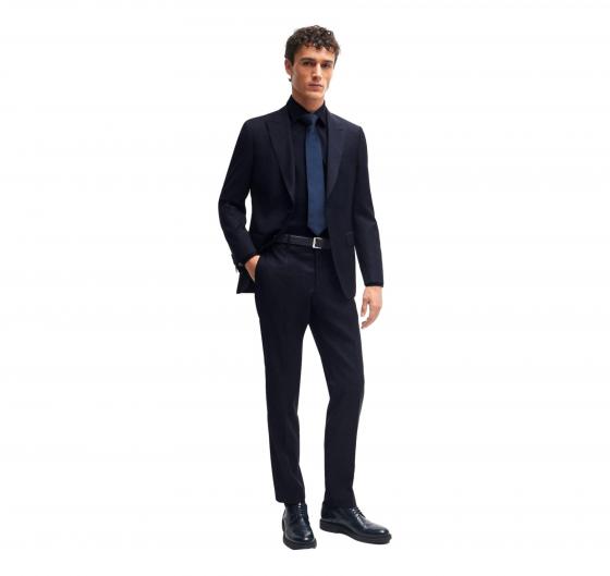BOSS Camicia Regular Fit In Popeline Di Cotone Facile Stiro Con Dettagli Modello H-JOE-KENT-C3-214 50511358 Blu