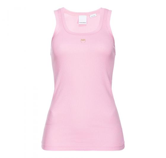 PINKO Canottiera Donna a Costine Calcolatore Logo Pinko Colore Rosa N98