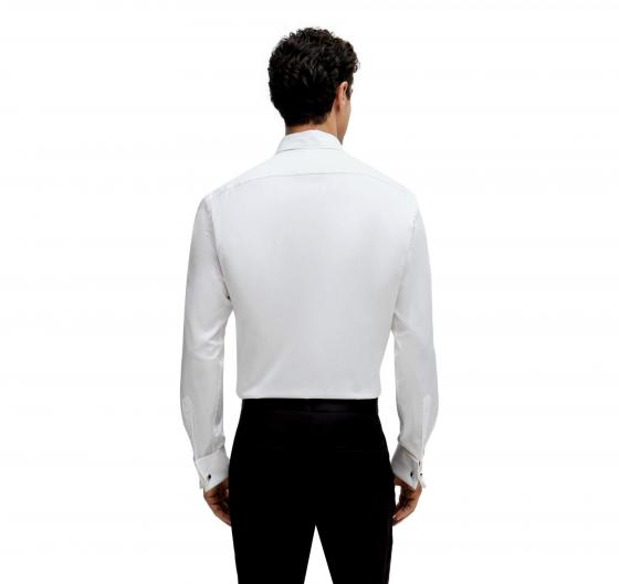 BOSS Elegante Camicia Uomo Polsini Doppi Regular Fit In Twill Di Cotone Elasticizzato 50491977 Colore Bianco