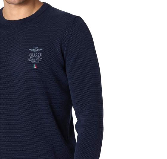 AERONAUTICA MILITARE Maglia Girocollo in Cotone Punto Riso MA1394 Colore Blu Navy
