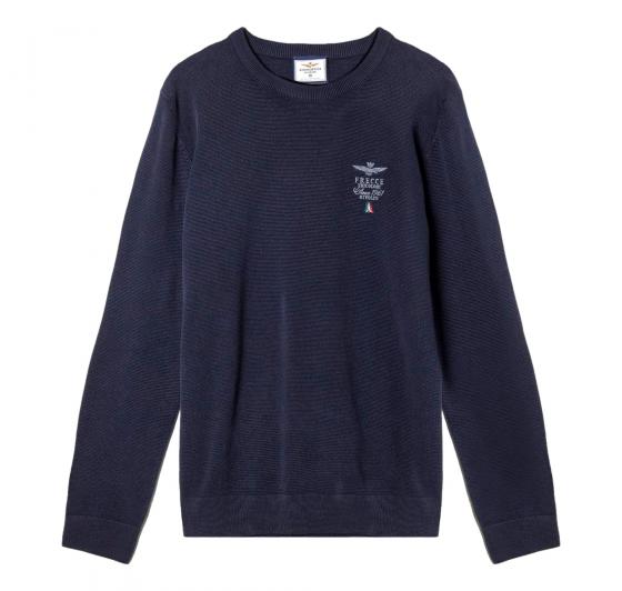 AERONAUTICA MILITARE Maglia Girocollo in Cotone Punto Riso MA1394 Colore Blu Navy