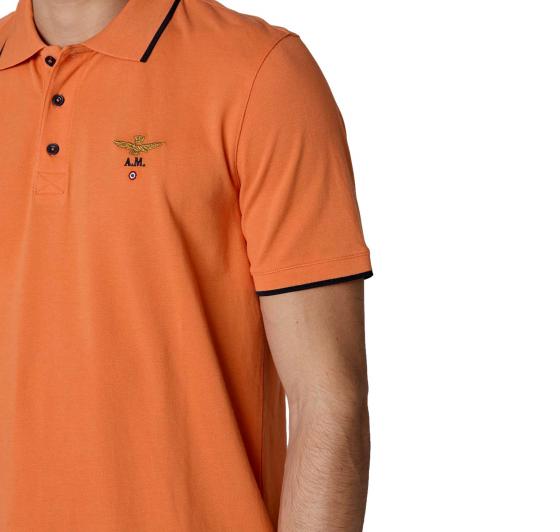 AERONAUTICA MILITARE Polo Basica in Cotone a Manica Corta PO1308 Colore Arancione