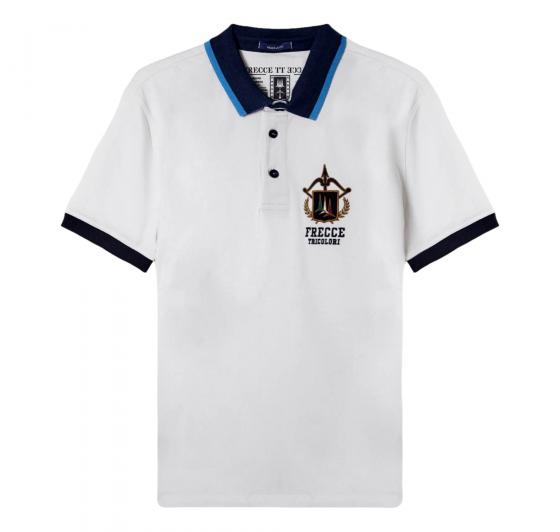 AERONAUTICA MILITARE Polo in Pique' Con Sottocollo Jacquard PO1761 Colore Bianco