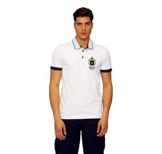 AERONAUTICA MILITARE Polo in Pique' Con Sottocollo Jacquard PO1761 Colore Bianco