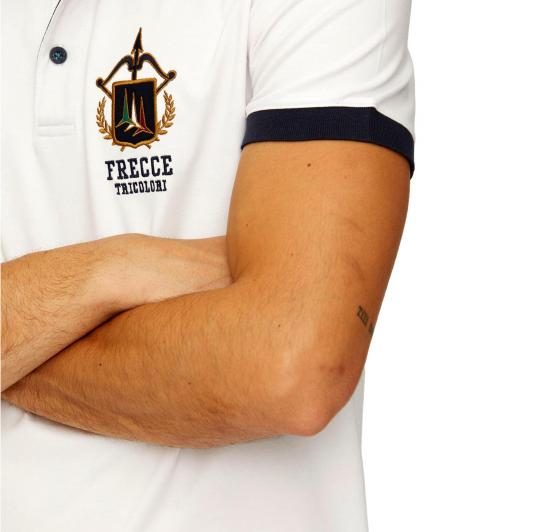 AERONAUTICA MILITARE Polo in Pique' Con Sottocollo Jacquard PO1761 Colore Bianco