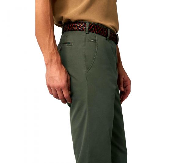 MEYER Pantalone Uomo Fine Micro Print Perfect Fit Modello Oslo 1-5055/26 Colore Oliva