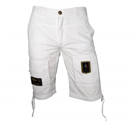 AERONAUTICA MILITARE Iconici Bermuda Anti-G in Gabardina BE041 Colore Bianco