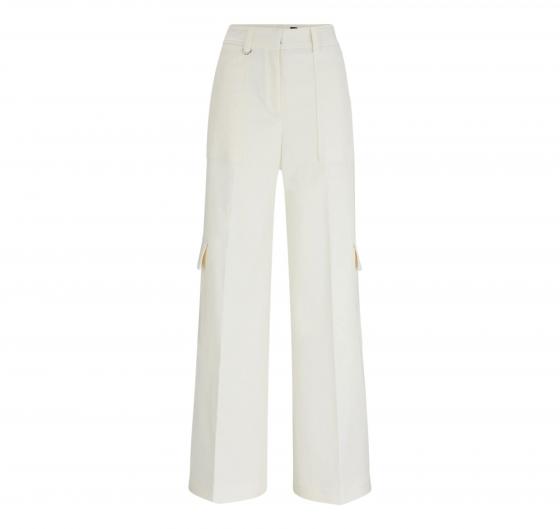 BOSS Pantalone Donna Cargo Straight Fit In Misto Cotone TENERIA 50512874 Colore Bianco