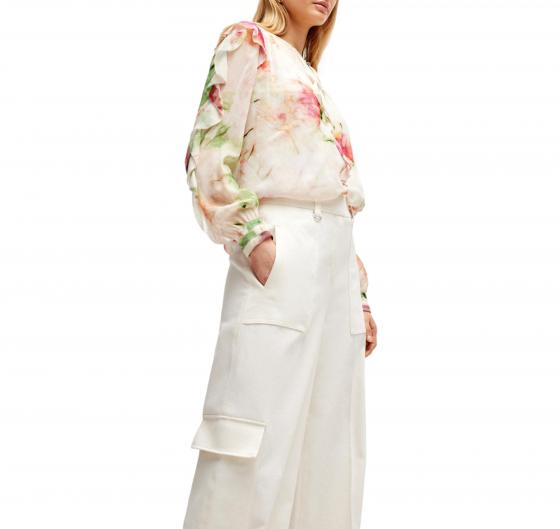 BOSS Pantalone Donna Cargo Straight Fit In Misto Cotone TENERIA 50512874 Colore Bianco