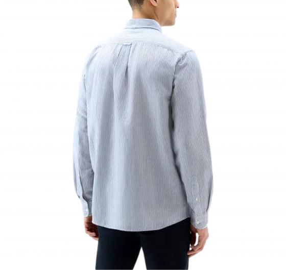 WOOLRICH Camicia Uomo Botton Down Misto Cotone e Lino CFWOSI0134MRUT3707 Riga Blu