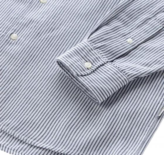 WOOLRICH Camicia Uomo Botton Down Misto Cotone e Lino CFWOSI0134MRUT3707 Riga Blu