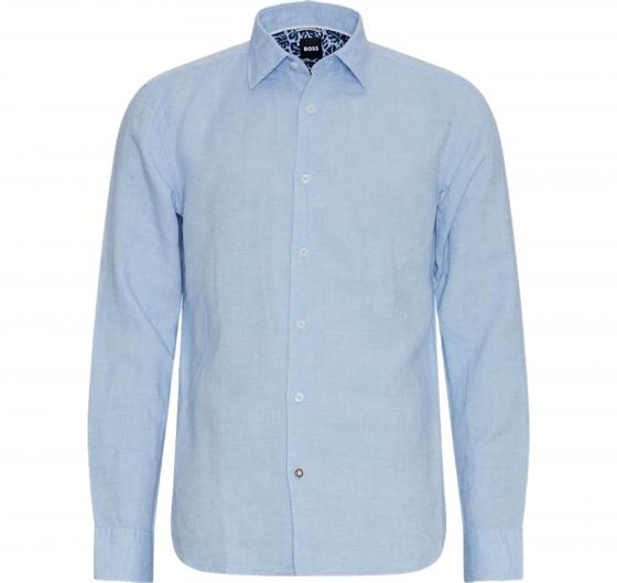 BOSS Camicia Uomo Vestibilita' Casual Lino e Cotone 50513661 Colore Celeste