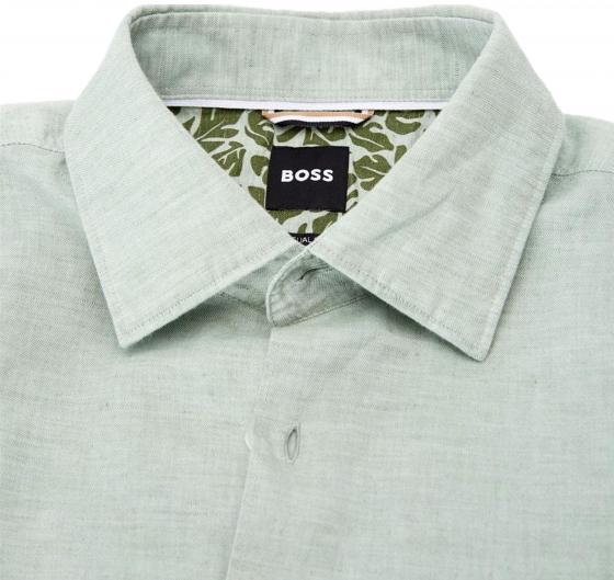 BOSS Camicia Uomo Vestibilita' Casual Lino e Cotone 50513661 Colore Verde Salvia