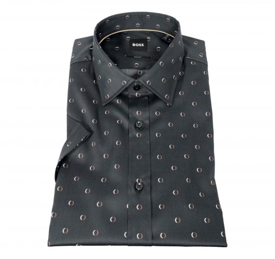 BOSS Camicia Uomo Slim Fit Manica Corta Fantasia Modello H-HANK 50513367 Colore Nero