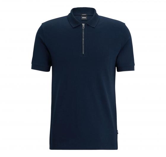 BOSS Polo Uomo In Cotone Mercerizzato Con Zip Slim Polston 11 50513375 Colore Blu