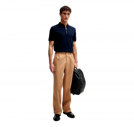 BOSS Polo Uomo In Cotone Mercerizzato Con Zip Slim Polston 11 50513375 Colore Blu