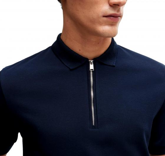 BOSS Polo Uomo In Cotone Mercerizzato Con Zip Slim Polston 11 50513375 Colore Blu