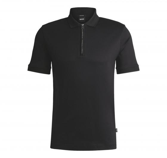 BOSS Polo Uomo In Cotone Mercerizzato Con Zip Slim Polston 11 50513375 Colore Nero