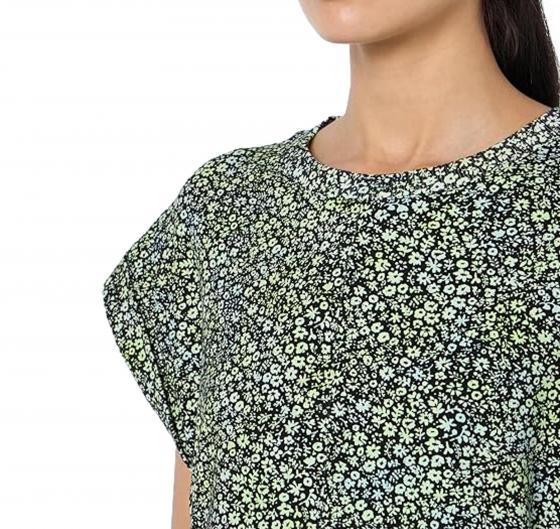 BOSS T-shirt Donna con maniche ad aletta coulisse laterale e stampa stagionale 50511352 Erucha Colore Verde