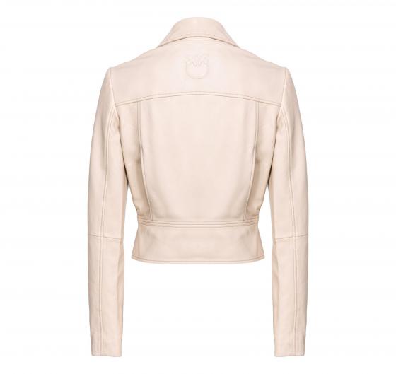 PINKO Giacca Biker Donna In Nappa Chiodo Sensibile In Pelle D06 Colore Beige