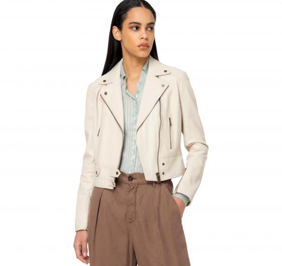 PINKO Giacca Biker Donna In Nappa Chiodo Sensibile In Pelle D06 Colore Beige
