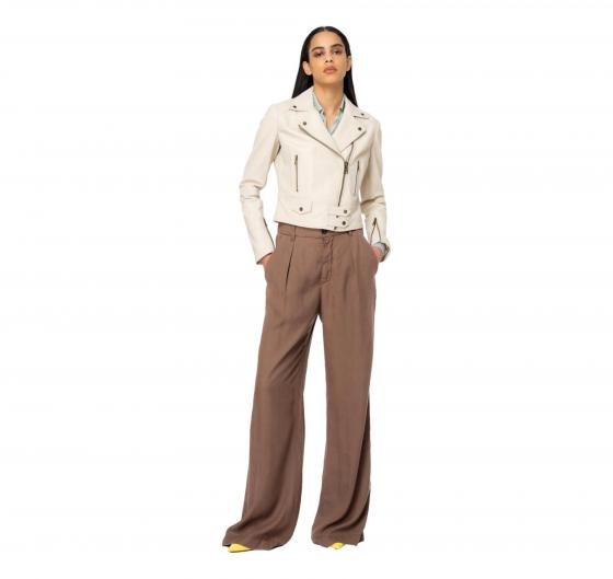 PINKO Giacca Biker Donna In Nappa Chiodo Sensibile In Pelle D06 Colore Beige