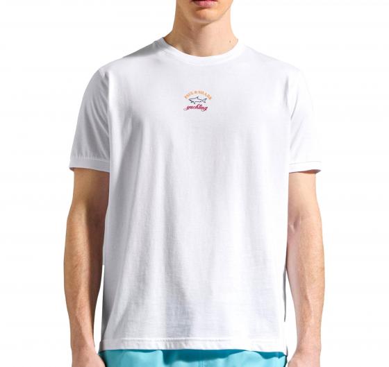 PAUL SHARK T Shirt Uomo in Cotone Organico Con Logo Colore Bianco