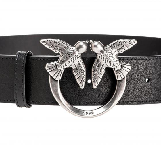 PINKO Cintura Donna Love Berry Belt H4 Fibbia Argento Colore Nero Z99O