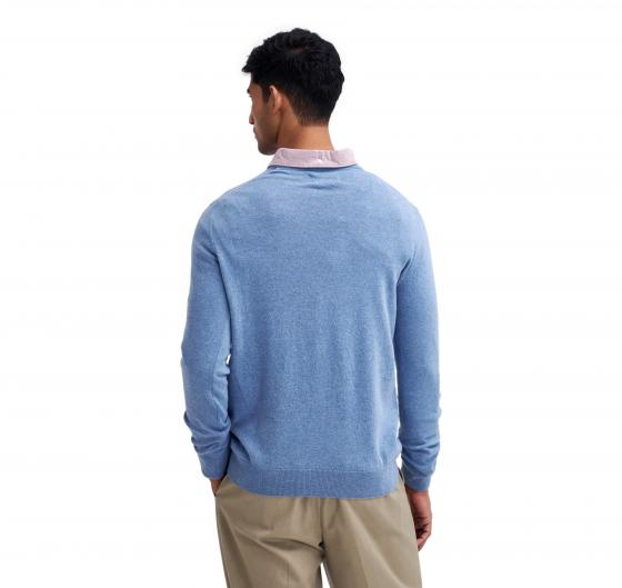 BARBOUR Maglia Girocollo Uomo Lana D'Agnello MKN0345BL55 Celeste Elegante Casual