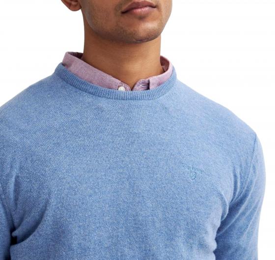 BARBOUR Maglia Girocollo Uomo Lana D'Agnello MKN0345BL55 Celeste Elegante Casual