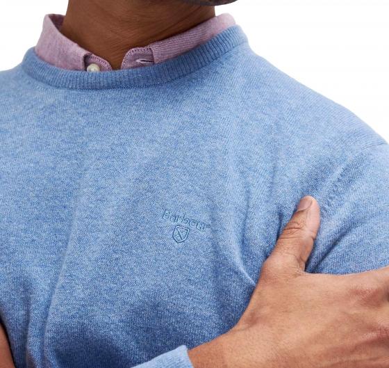 BARBOUR Maglia Girocollo Uomo Lana D'Agnello MKN0345BL55 Celeste Elegante Casual