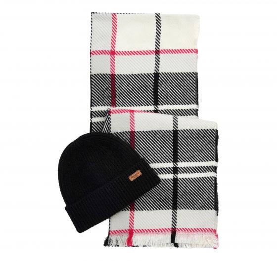 BARBOUR Set regalo Donna berretto Pendle e sciarpa Blair LGS0094GY51 Bianco Multicolor