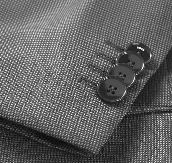 BOSS Abito Uomo Slim Fit Doppiopetto in Lana Con Micromotivo 50518118 Colore Grigio