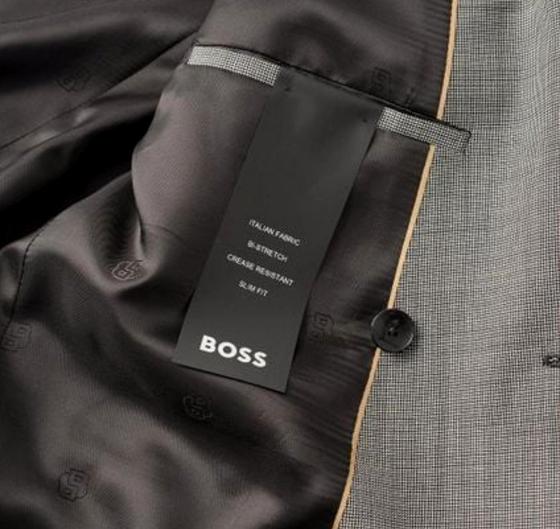 BOSS Abito Uomo Slim Fit Doppiopetto in Lana Con Micromotivo 50518118 Colore Grigio